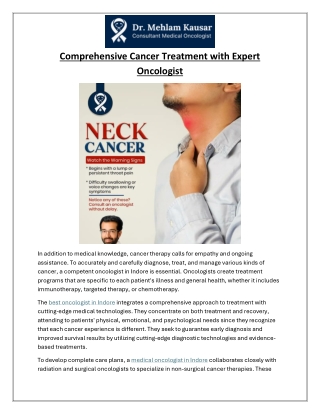 Comprehensive Cancer Treatment with Expert Oncologist