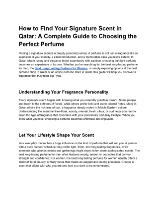 How to Find Your Signature Scent in Qatar_ A Complete Guide to Choosing the Perfect Perfume