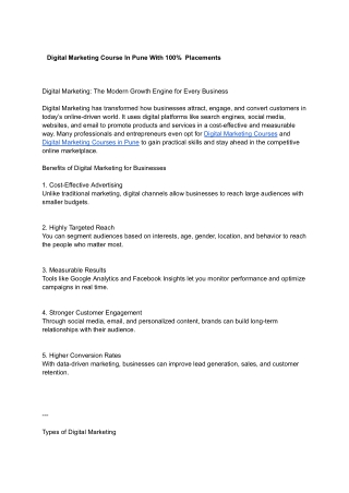 Digital Marketing Course In Pune With 100% Placements