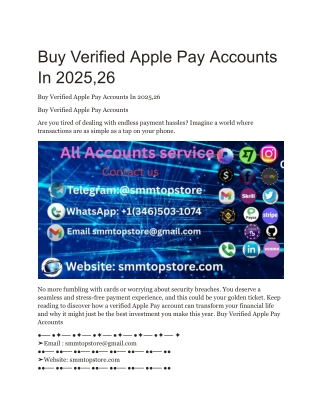 Buy Verified Apple Pay Accounts In 2025,26