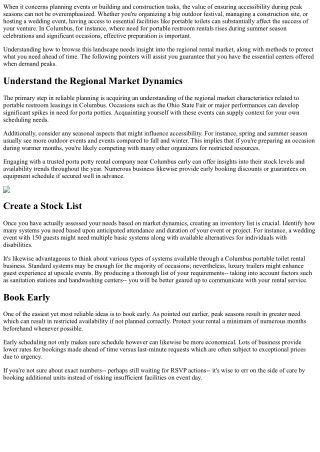 Tips For Preparation Ahead To Guarantee Availability Throughout Peak Seasons!