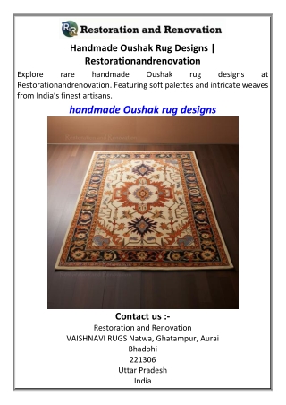 Handmade Oushak Rug Designs