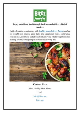 Enjoy nutritious food through healthy meal delivery Dubai services