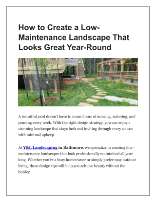 How to Create a Low-Maintenance Landscape That Looks Great Year-Round