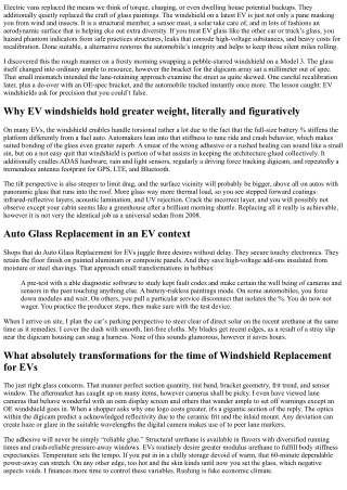 Windshield Replacement for Electric Vehicles: What’s Different