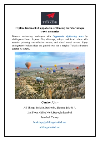Explore landmarks Cappadocia sightseeing tours for unique travel memories