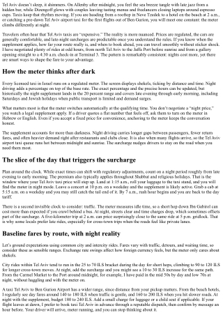 Tel Aviv Taxi Price: Understanding Night Surcharges