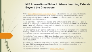 MIS International School: Where Learning Extends Beyond the Classroom