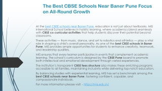 The Best CBSE Schools Near Baner Pune Focus on All-Round Growth