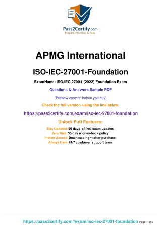 ISO/IEC 27001 Foundation Certification Overview