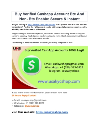 Buy Verified Cashapp Account Btc And Non- Btc Enable_ Secure & Instant