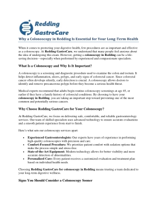 Expert Colonoscopy in Redding for Digestive Health Screening