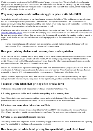White Label SEO Pricing Models Explained: How Resellers Should Charge