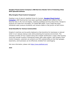 Donghui Flood Control Company