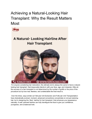 Achieving a Natural-Looking Hair Transplant_ Why the Result Matters Most