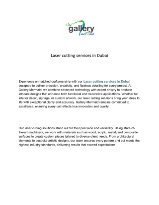 Laser cutting services in Dubai