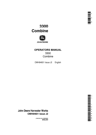 John Deere 3300 Combine Operator’s Manual Instant Download (Publication No.OMH84601)