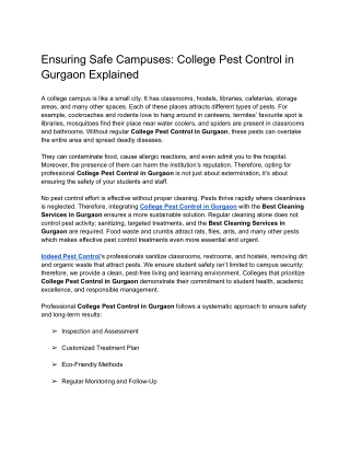 Ensuring Safe Campuses_ College Pest Control in Gurgaon Explained