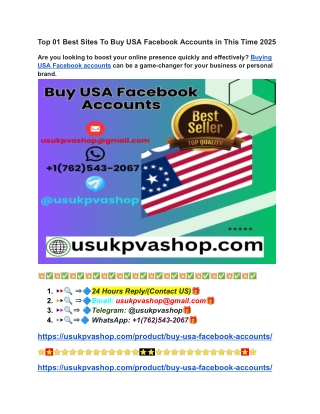 Top 01 Best Sites To Buy USA Facebook Accounts in This Time 2025
