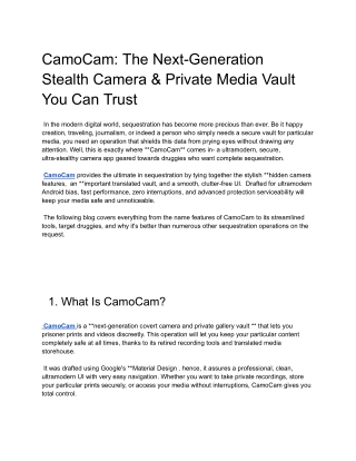 CamoCam_ The Next-Generation Stealth Camera & Private Media Vault You Can Trust