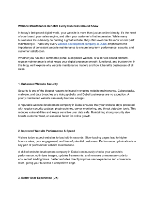 Website Maintenance Benefits Every Business Should Know