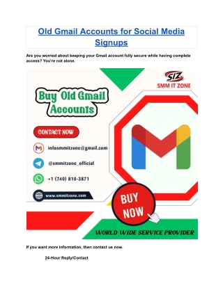 Old Gmail Accounts for Social Media Signups