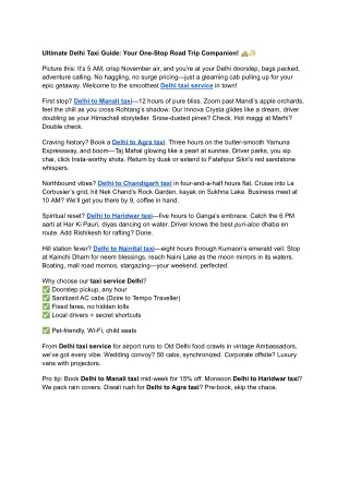 Ultimate Delhi Taxi Guide_ Your One-Stop Road Trip Companion