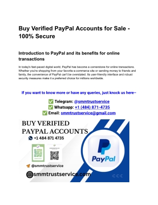 Buy Verified PayPal Accounts for Sale - 100% Secure