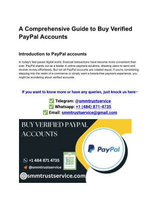 A Comprehensive Guide to Buy Verified PayPal Accounts