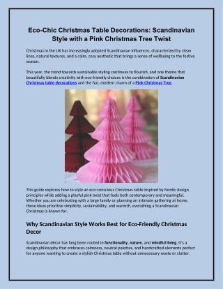 Eco-Chic Christmas Table Decorations Scandinavian Style with a Pink Christmas Tree Twist