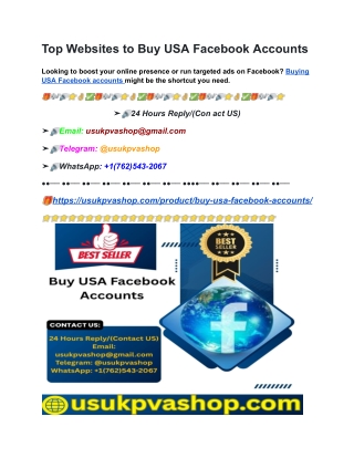 Top Websites to Buy USA Facebook Accounts