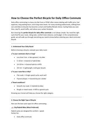 2 How to Choose the Perfect Bicycle for Daily Office Commute