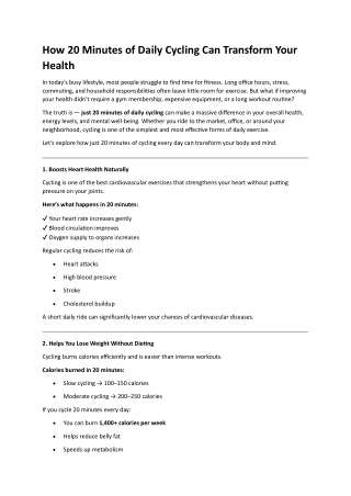 How 20 Minutes of Daily Cycling Can Transform Your Health