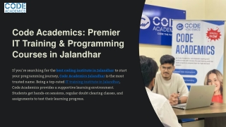 Programming Courses in Jalandhar | Code Academics