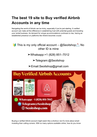 The best 19 site to Buy verified Airbnb Accounts in any time