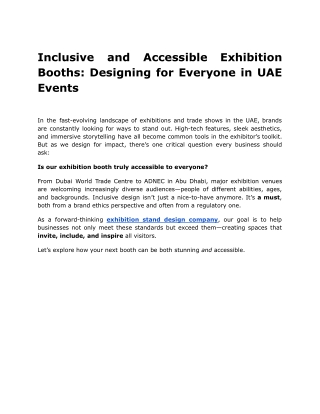 Inclusive and Accessible Exhibition Booths