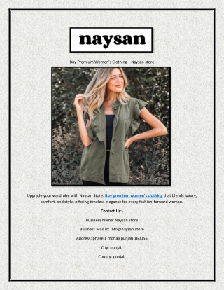 Buy Premium Women's Clothing  Naysan store