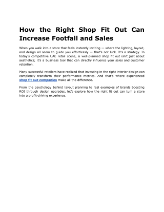 How the Right Shop Fit Out Can Increase Footfall and Sales