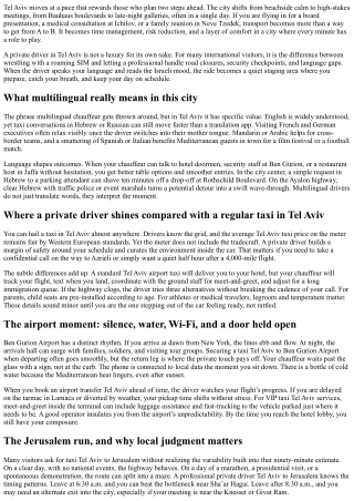 Private Driver Tel Aviv: Multilingual Chauffeurs for International Visitors