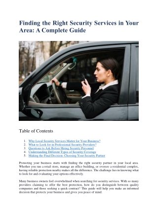 Finding the Right Security Services in Your Area: A Complete Guide