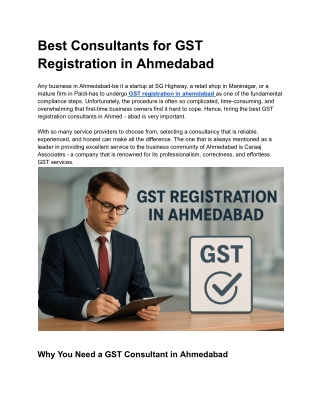Best  Consultants for GST Registration in Ahmedabad