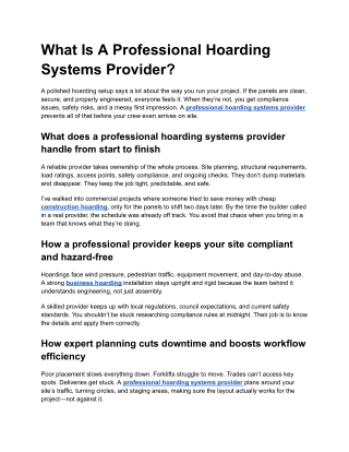 What Is A Professional Hoarding Systems Provider
