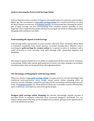 Guide to Choosing the Perfect Gold Earrings Online