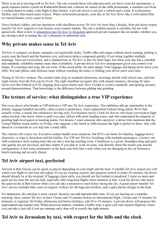 Private Driver Tel Aviv: Tailored Itineraries for Business and Leisure