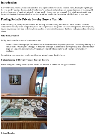 Finding Reliable Private Jewelry Buyers Near Me