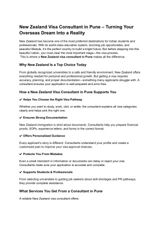 New Zealand Visa Consultant in Pune – Turning Your Overseas Dream Into a Reality