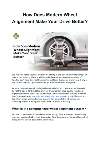Modern Wheel Alignment: Safer, Smoother, Smarter Drive