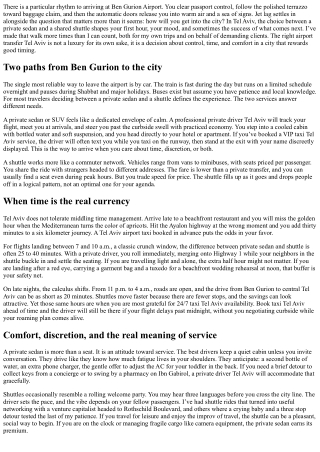 Airport Transfer Tel Aviv: Private Sedan vs. Shuttle