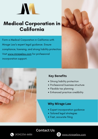 Medical Corporation in California - www.miragelaw.com