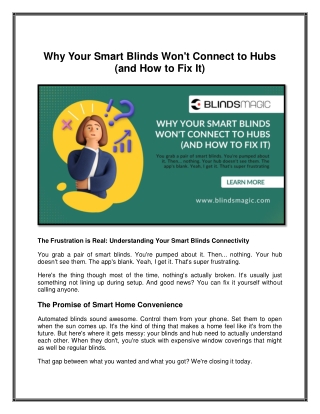 Why Your Smart Blinds Won't Connect to Hubs (and How to Fix It)